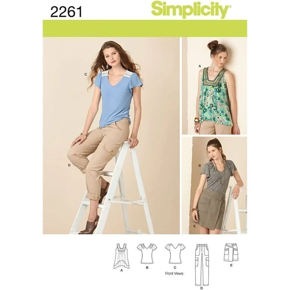 Simplicity Sewing Pattern 2261 Top Pants Skirt Misses Size 6-14‎